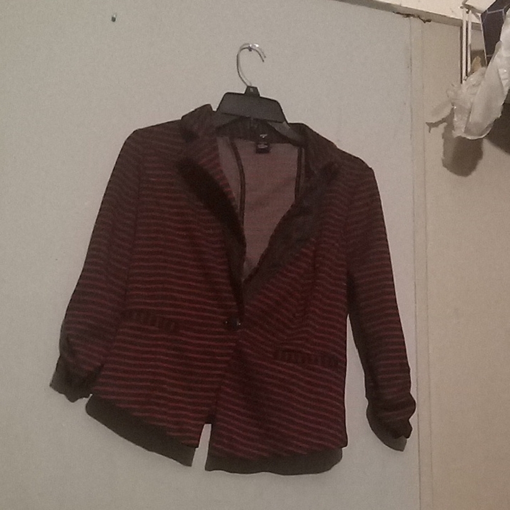 Stoosh Black and Red Striped Blazer